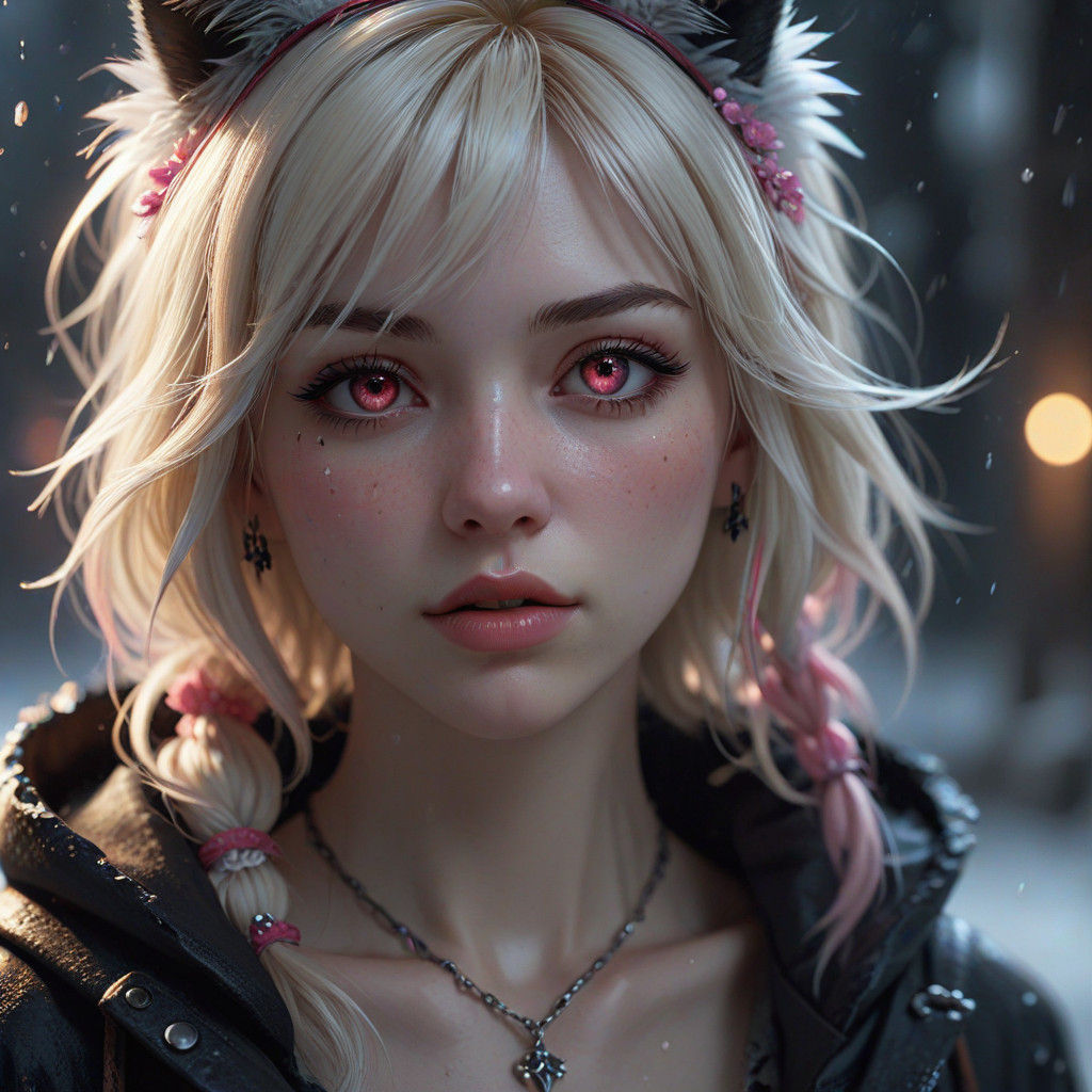 Gothic Goddess with Anime-Inspired Features