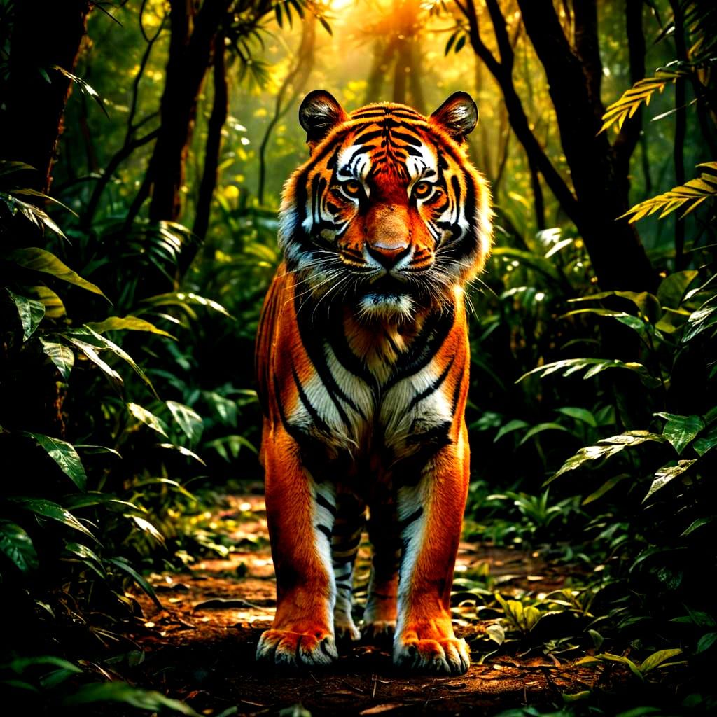 Angry Tiger Stares Intensely