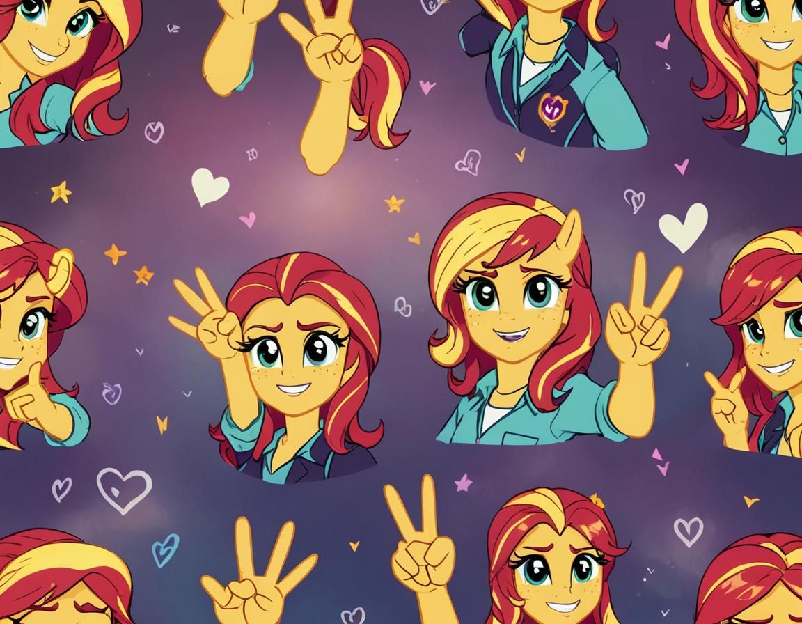 Sunset Shimmer Giving Peace Sign