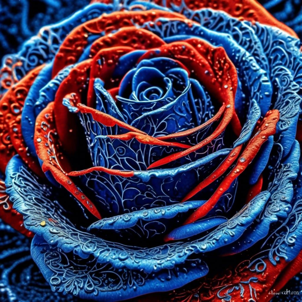 Hyperrealistic Blue Rose Close-Up in High Resolution