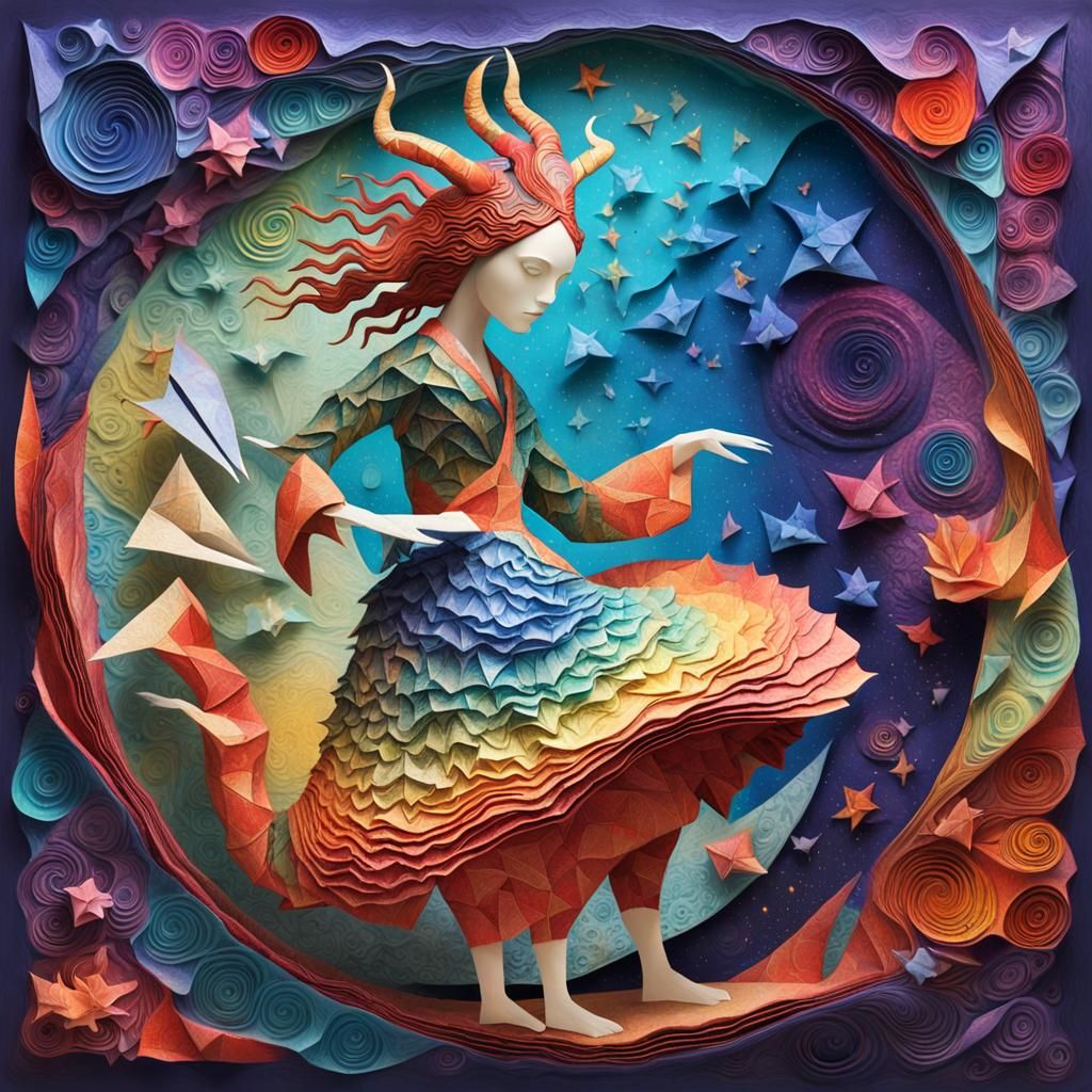 Vibrant Dreamlike Creature Emerge from Swirling Vortex