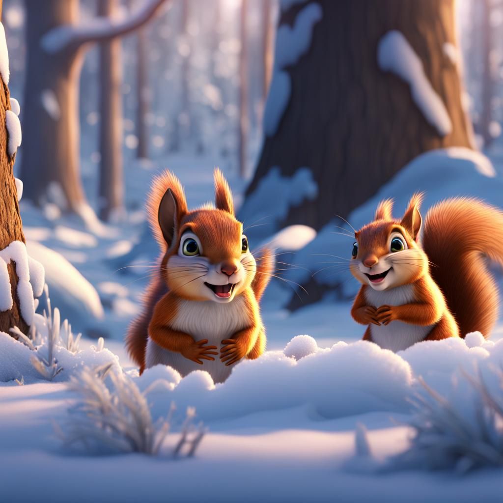 Squirrels Wake From Winter in Spring Landscape