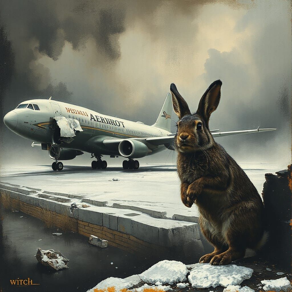 Tattered Aeroflot Plane & Evil Rabbit on New Year's Eve