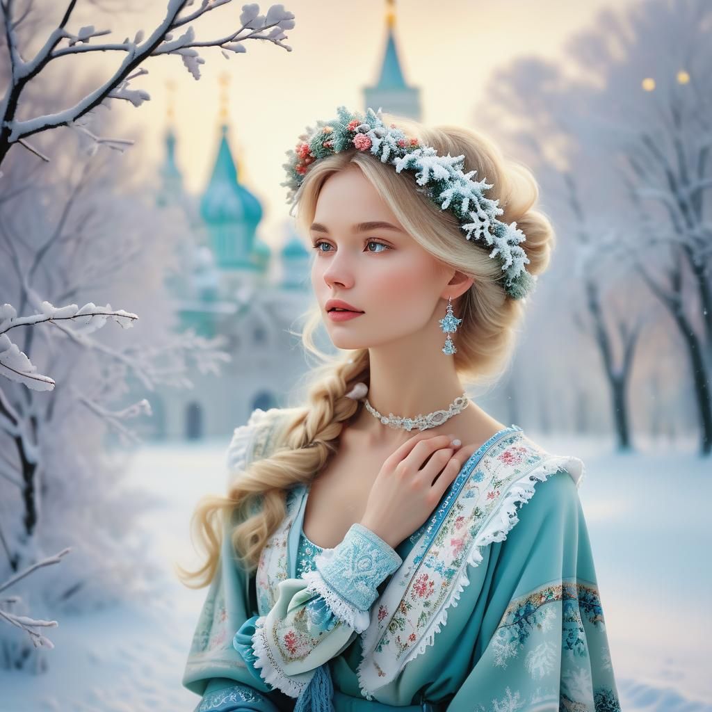 Russian Model in Snowy Moscow Wonderland