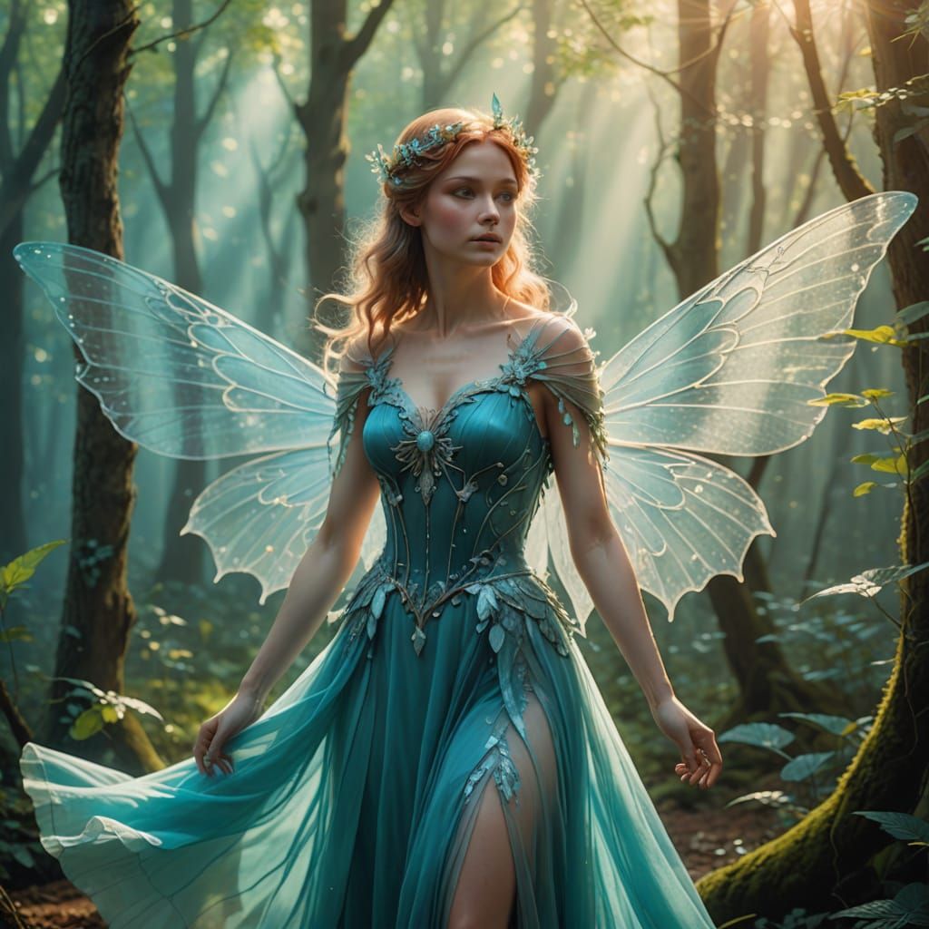 Enchanting Fairy in Forest, Classic High Fantasy Art