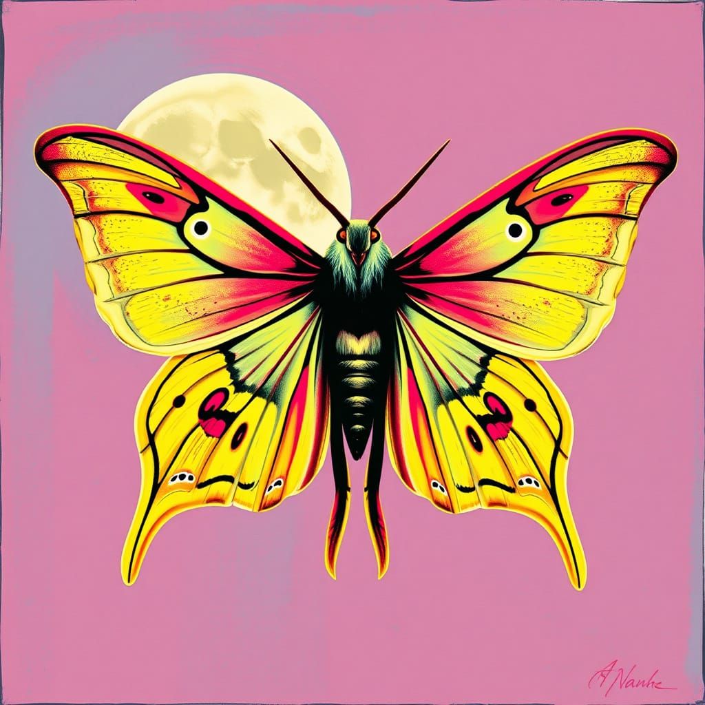 Andy Warhol Inspired Luna Moth Pop Art