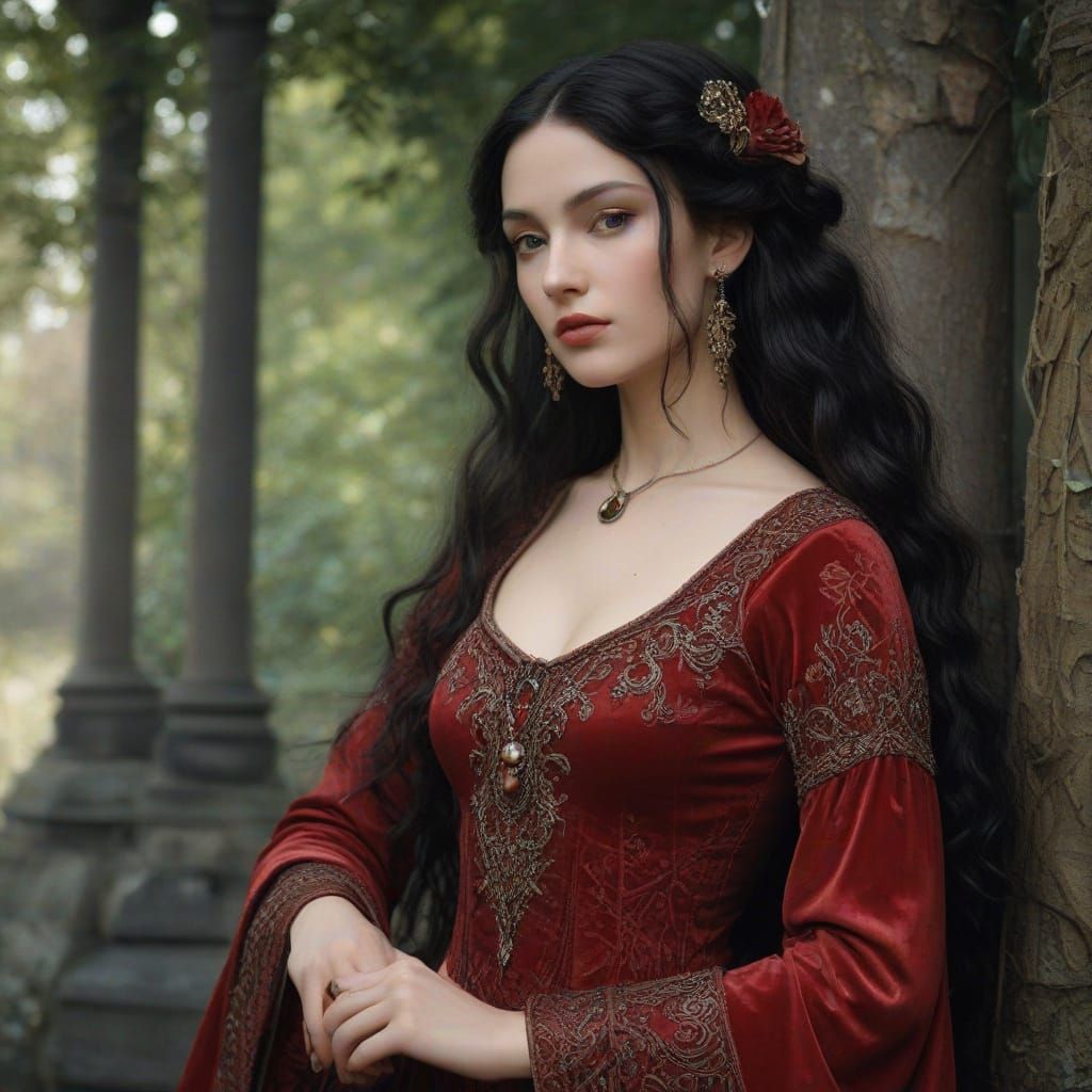 Ancient Elven Queen in Velvet Gown