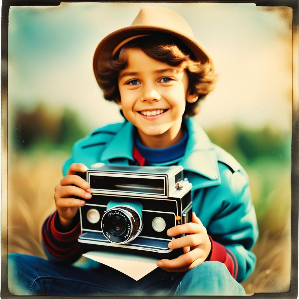 Retro Polaroid Photo of a Tomboy