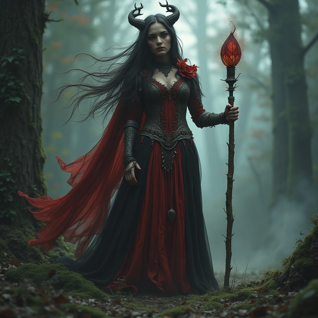 Fantasy Horror Bear Woman in Detailed Matte Painting