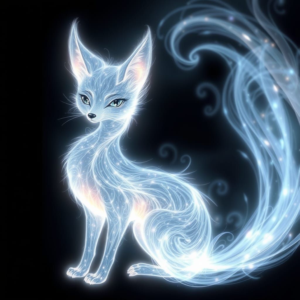 Moonlit Fox Born from Glowing Energy