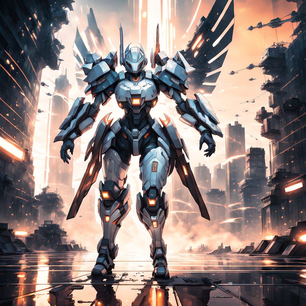 Mecha Musume Anime Girl on Platform in Cel-Shading