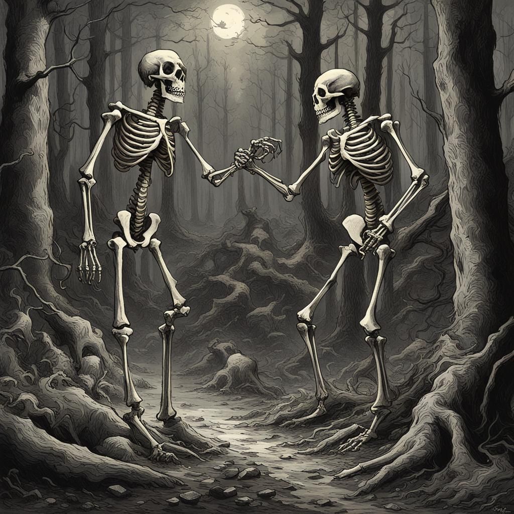 Skeletal Best Friends: A Dark Forest Friendship