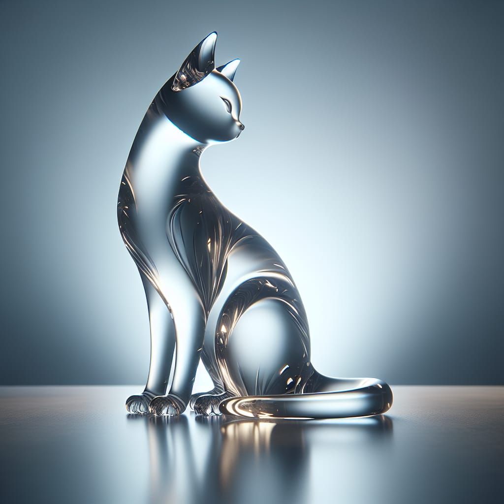 Elegant Glass Cat Sculpture