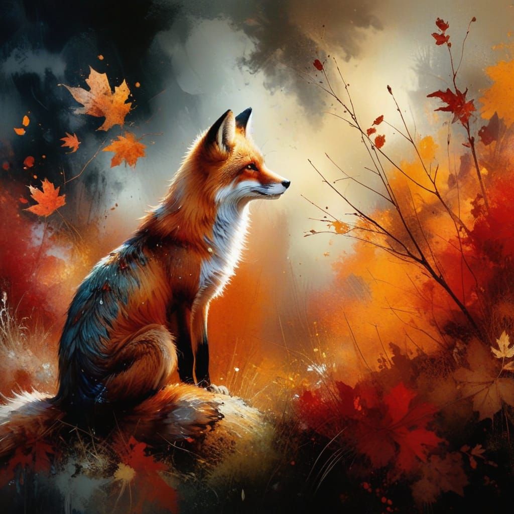Fox in a Cozy Autumn Scene