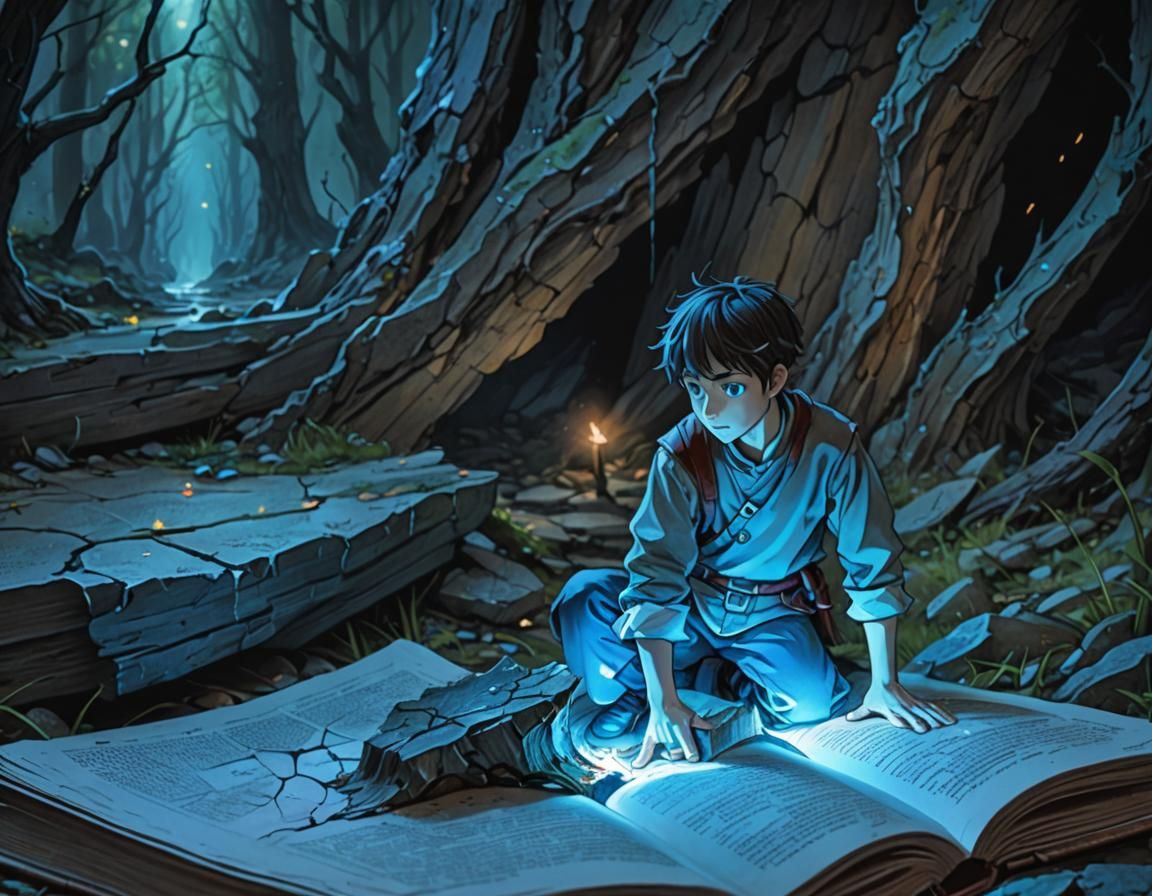 Mystical Forest Revealed in Cracked Book Page