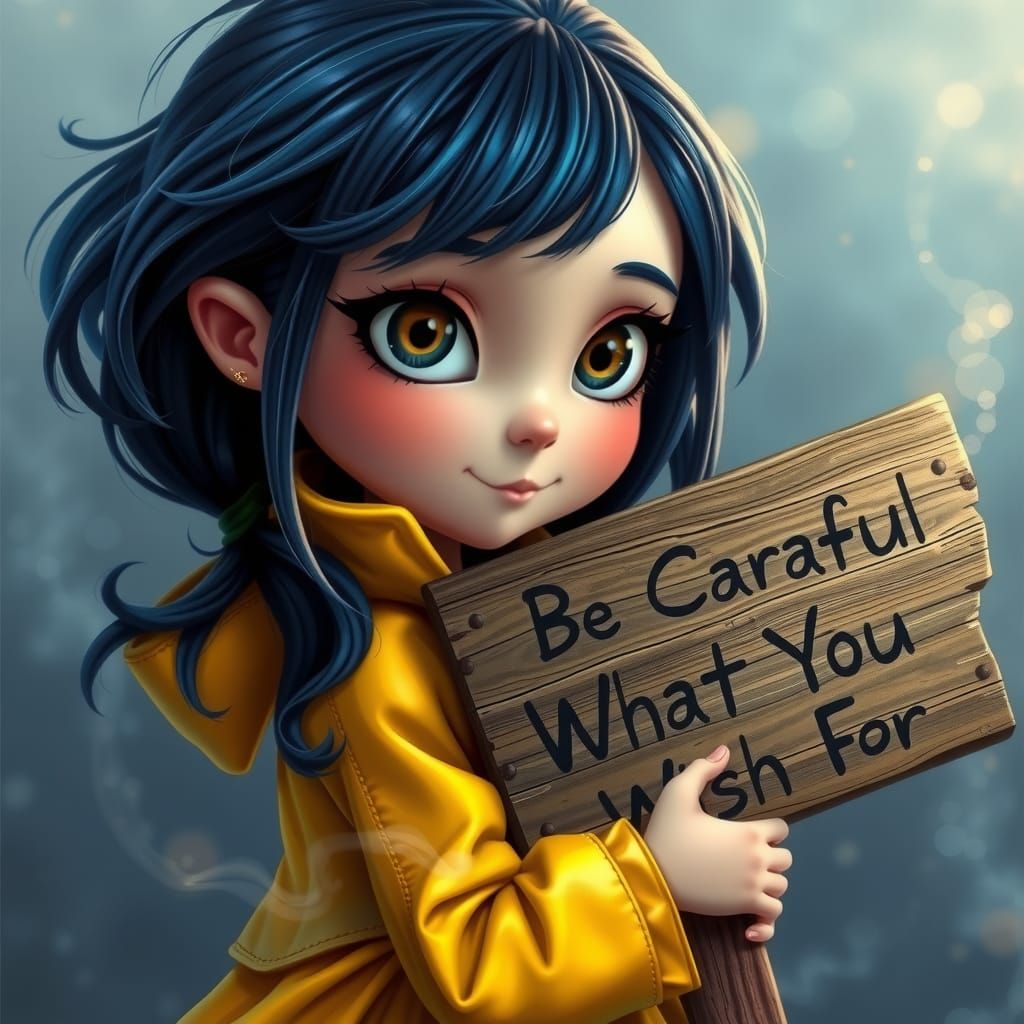 Coraline in Ethereal Mist Holds Ominous Sign
