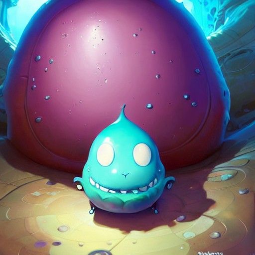Cute Slime Blob Character in Anime Style