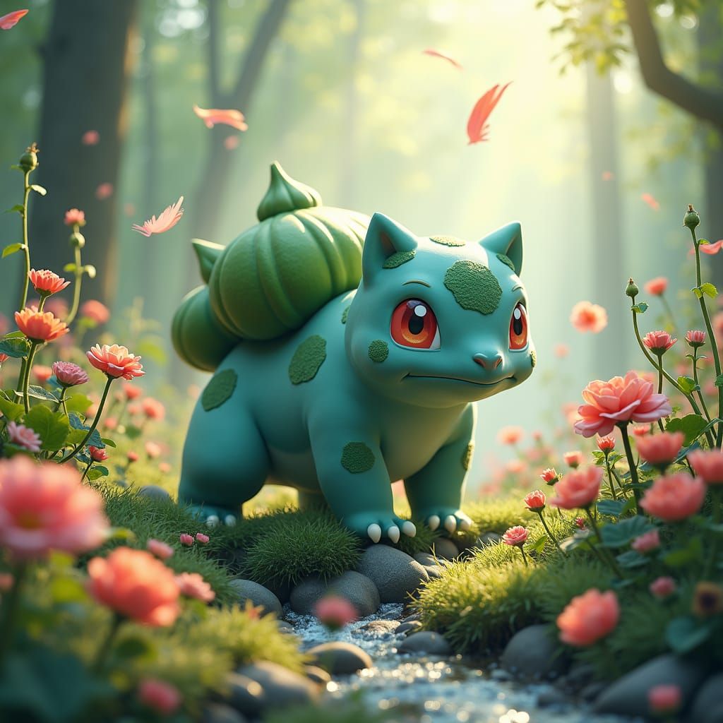 Bulbasaur in a Wildflower Meadow: Magical Realism