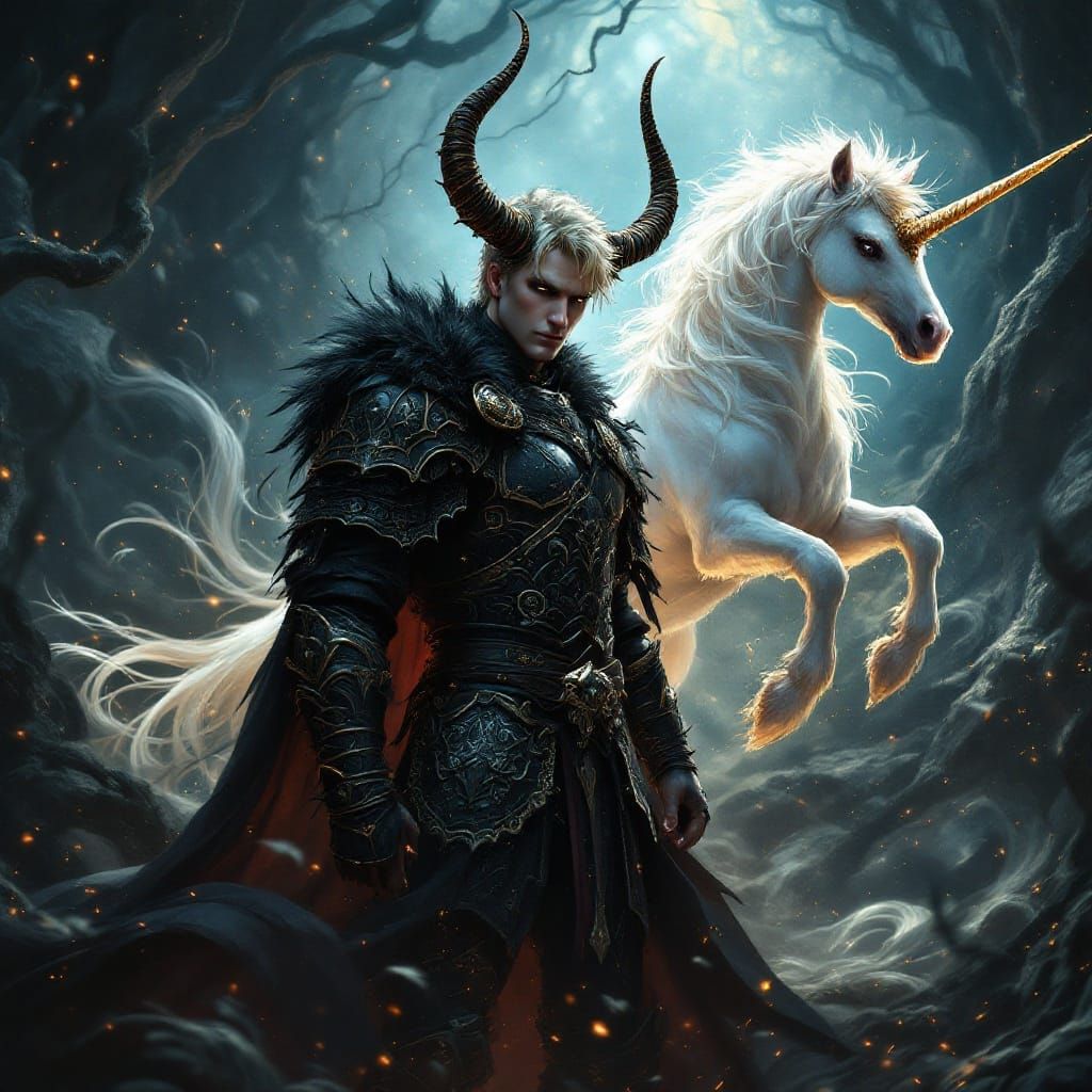 Goth Barbarian Warrior in Wonderland Fantasy Landscape