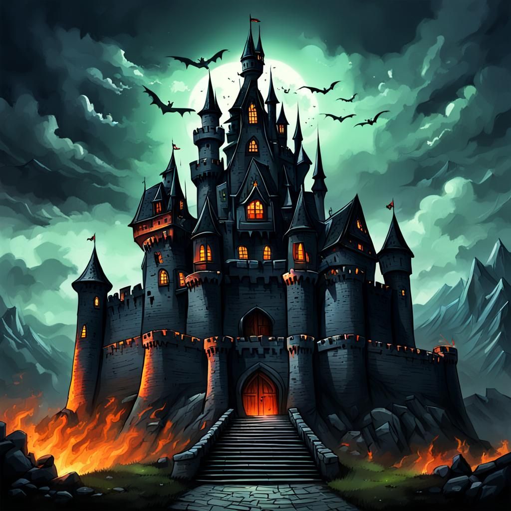 An Ominous Castle Rendered by AI