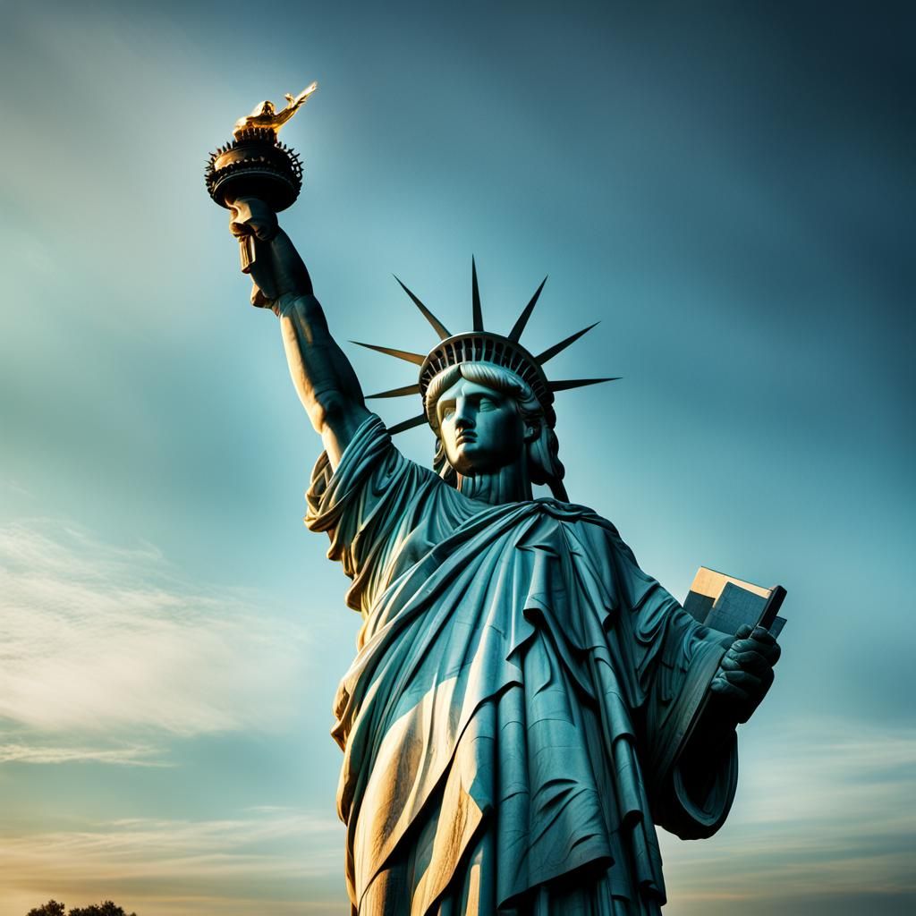 Statue of Liberty in Golden Light: Architectural Photography