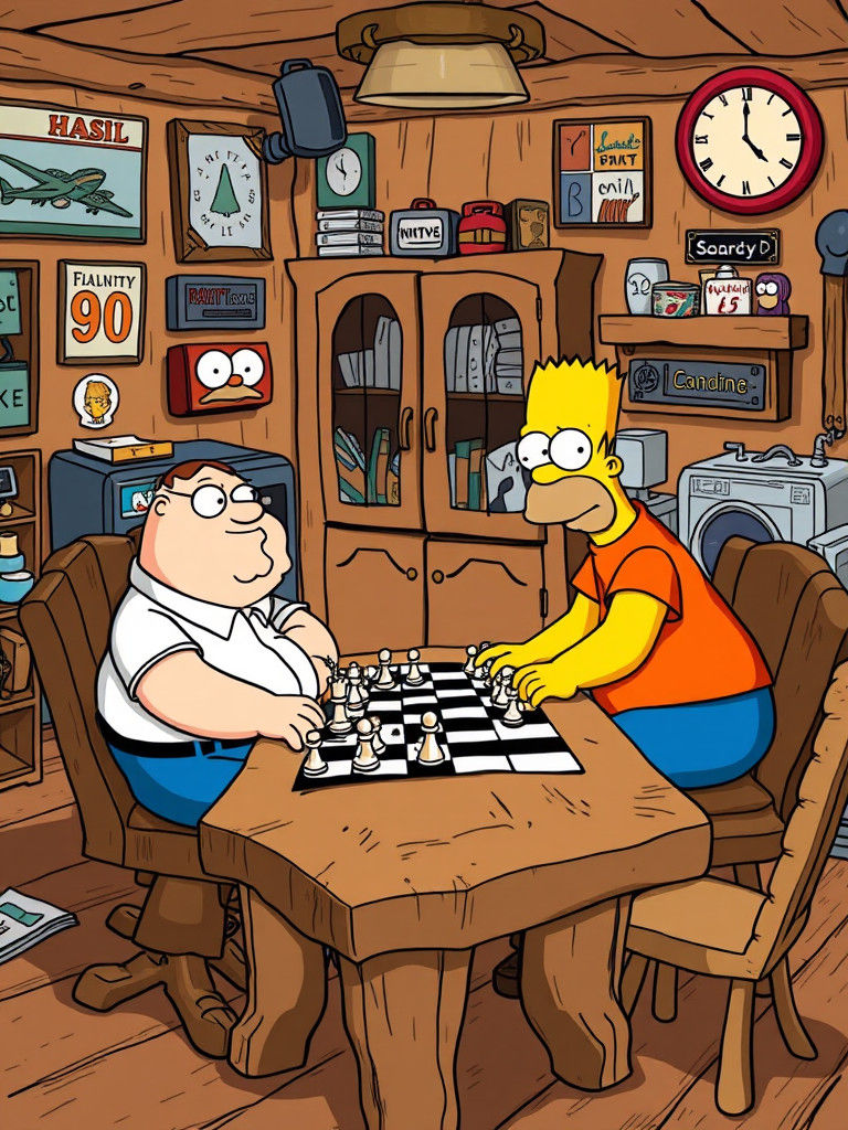 Peter Griffin and Homer Simpson Play Chess