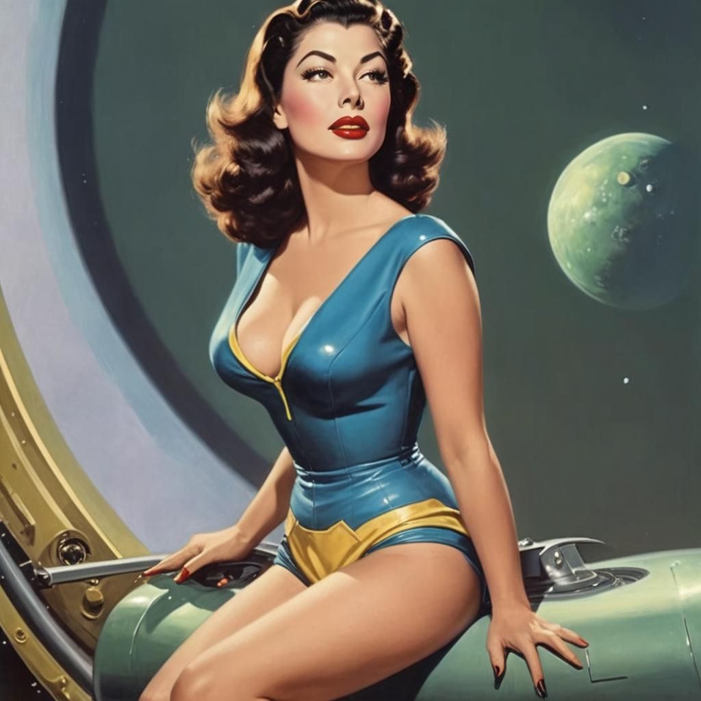 Retro Sci-Fi Pinup in Photographic Style