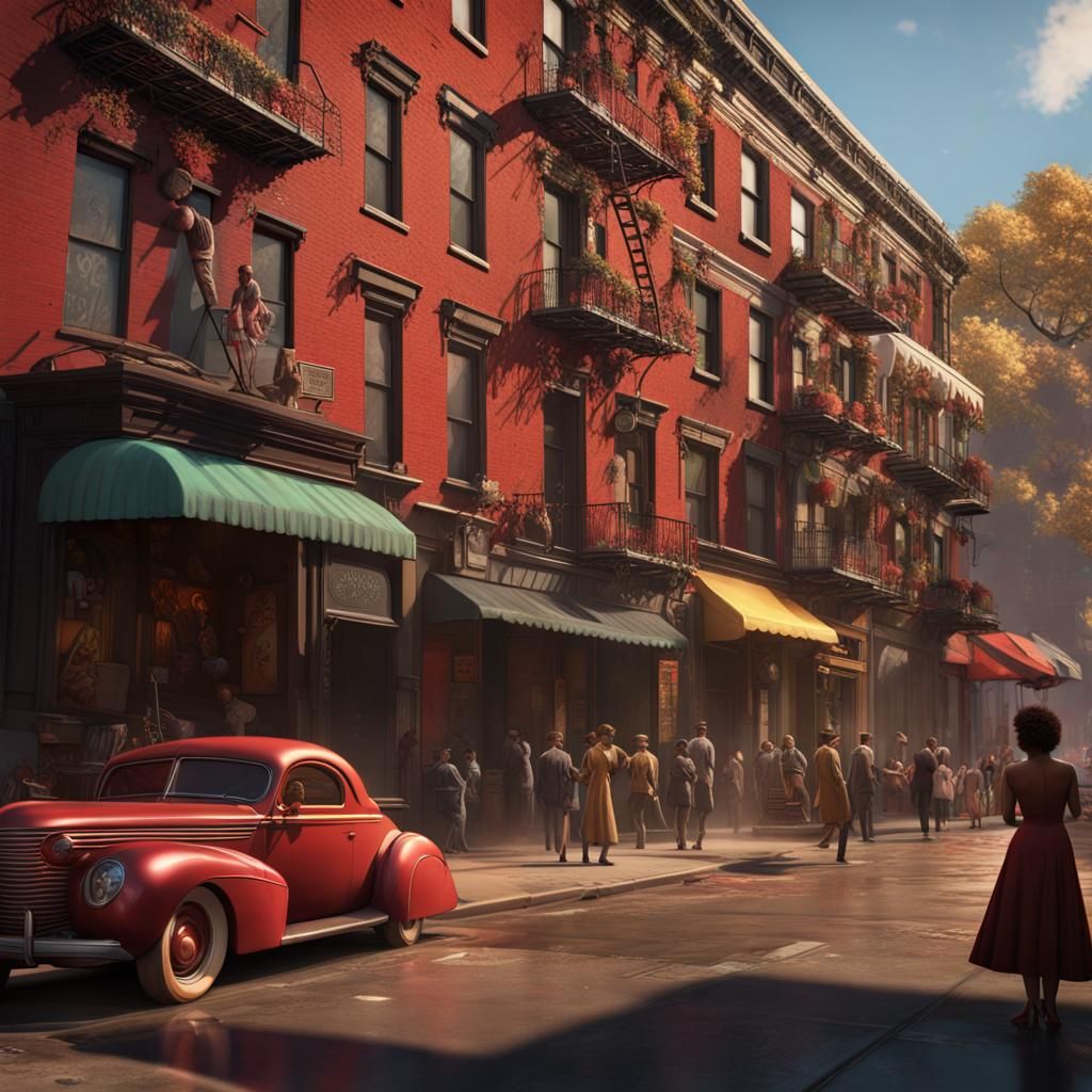 Harlem Rent Party in the 1940s, Hyperrealistic Splash Art