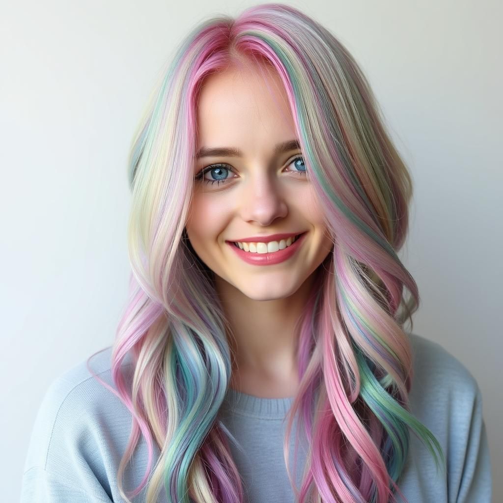 Candy Woman with Rainbow Hair, AI Generated