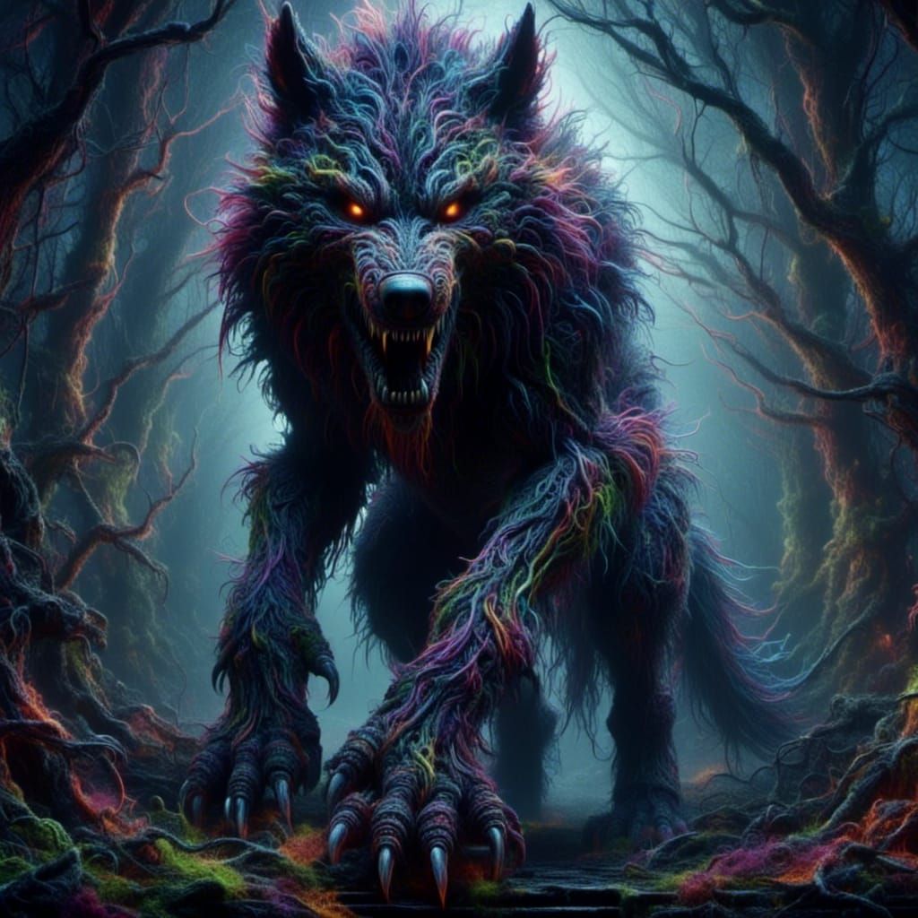 Fearsome Dire Wolf in Shadowy Forest Habitat