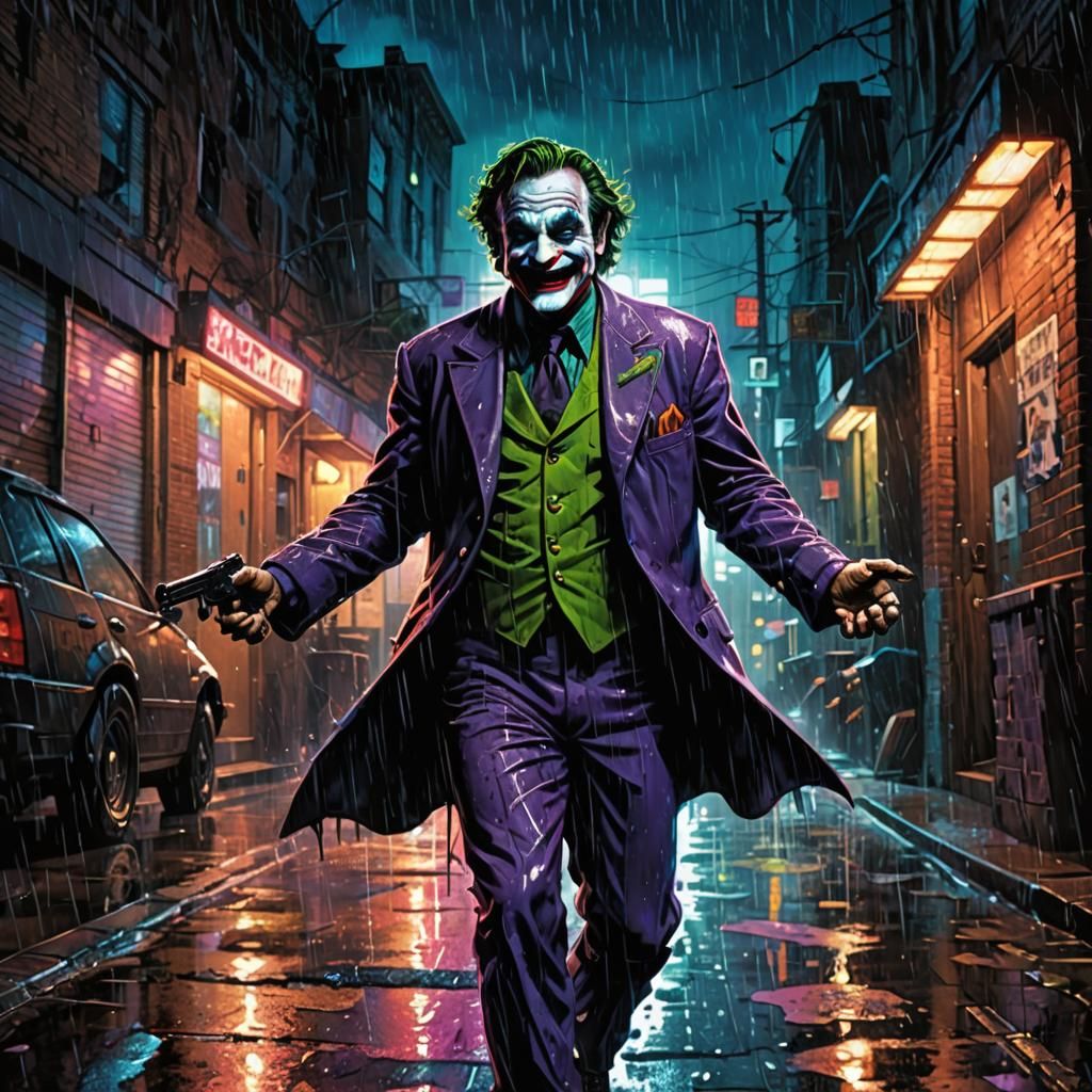 Joker Dancing in the Rain: Comic Book Art
