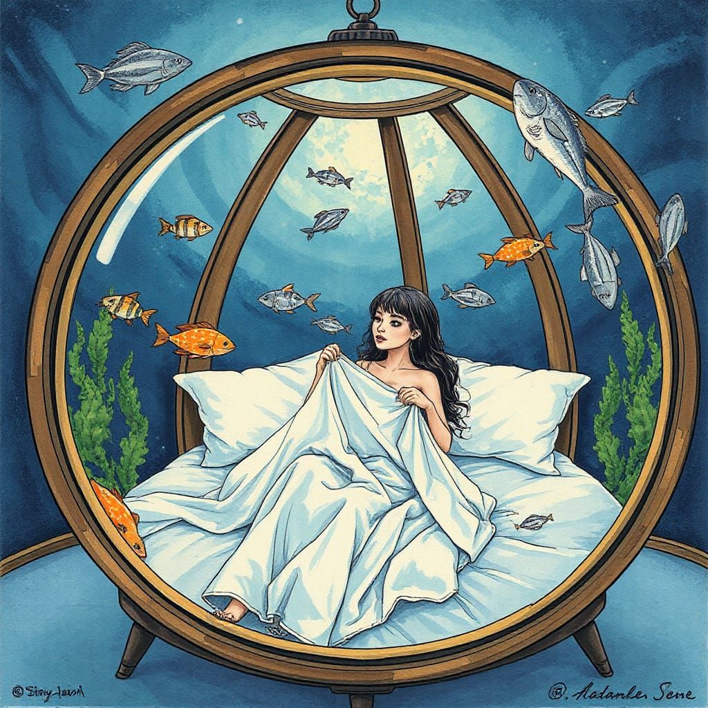 Underwater Dream Home: Whimsical Storybook Illustration