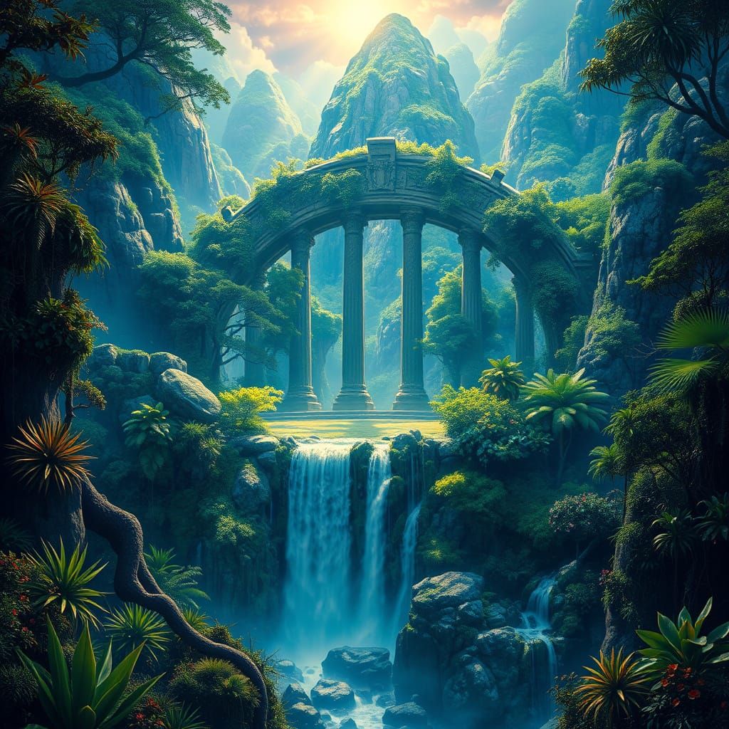 Psychedelic Jungle Stone Circle After Rain