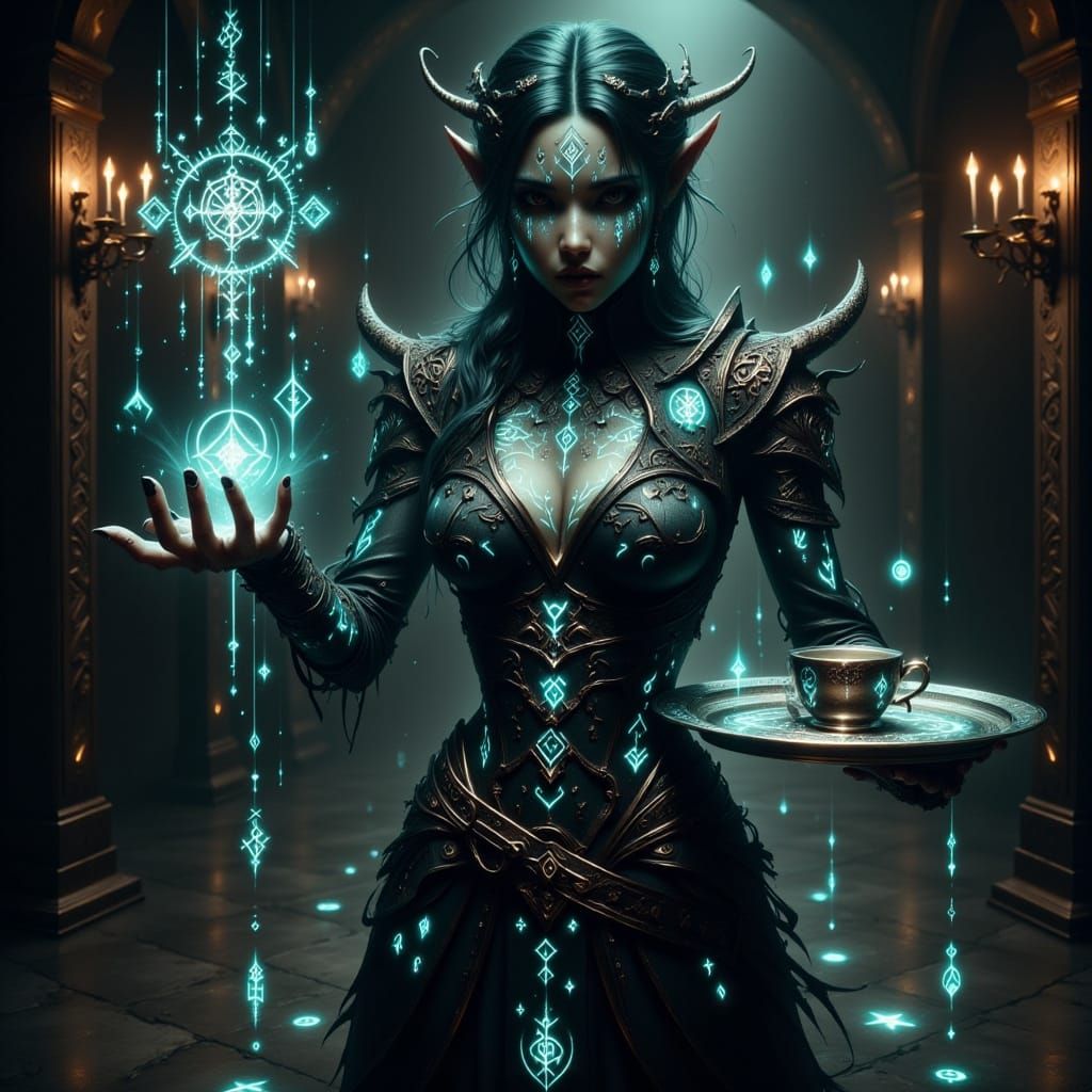 Orc Butler with Glowing Runes in Mystic Manor