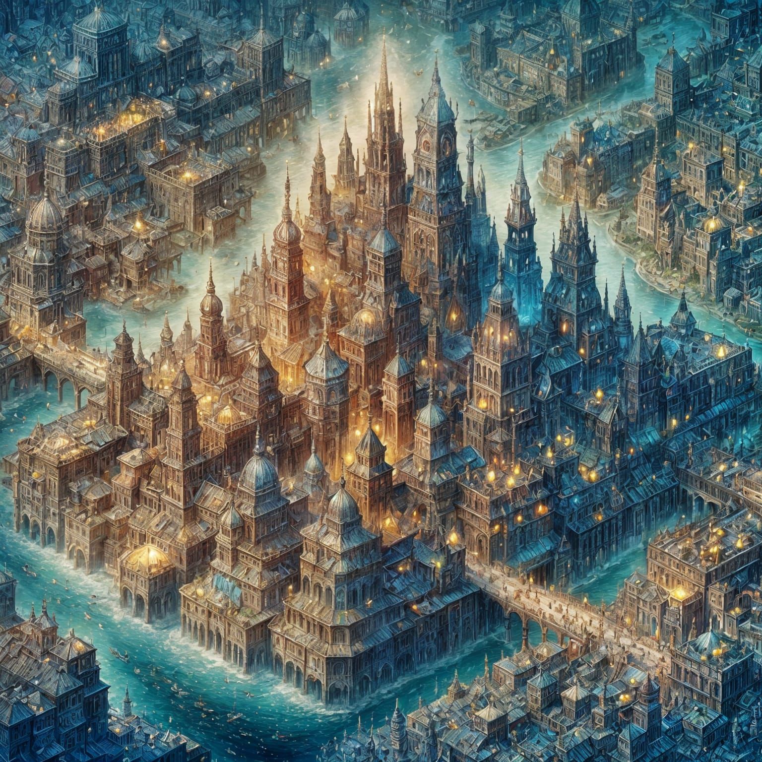 Fantasy City: Bird's Eye View in Victorian Style