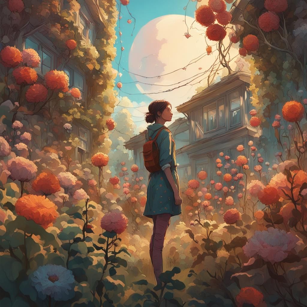 Fantasy Art: Woman in a Blooming Garden