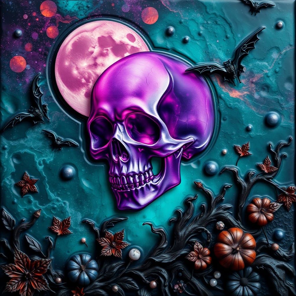 Ethereal Crystal Skull in Dismal Nebula Sky