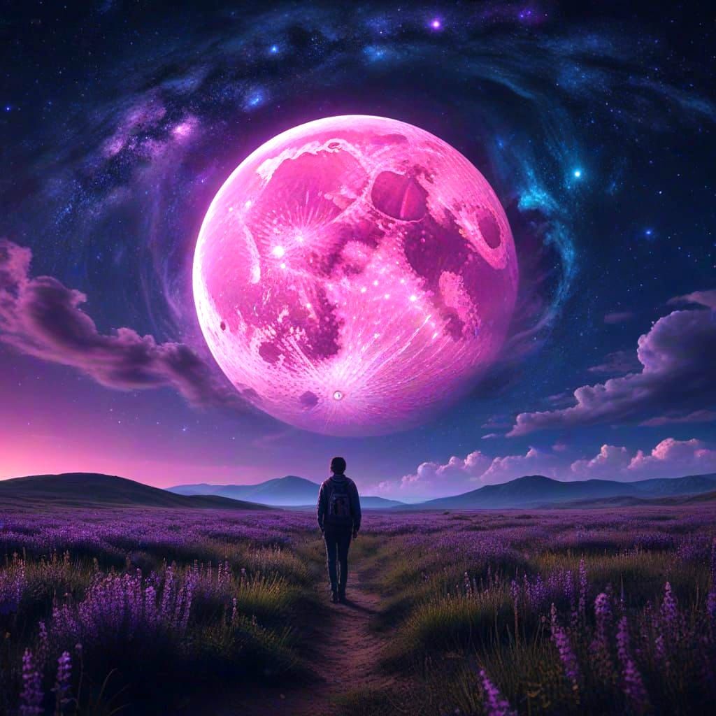 Dreamy Celestial Landscape with Glowing Orbs