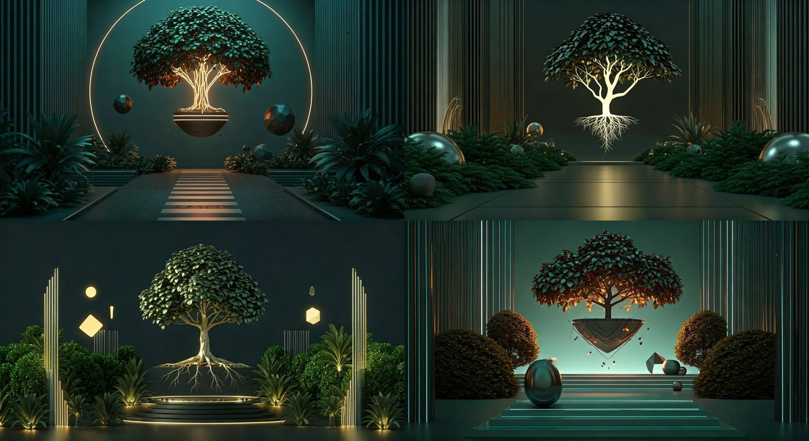 Floating Tree in Futuristic Garden with Magnetic Suspension ...