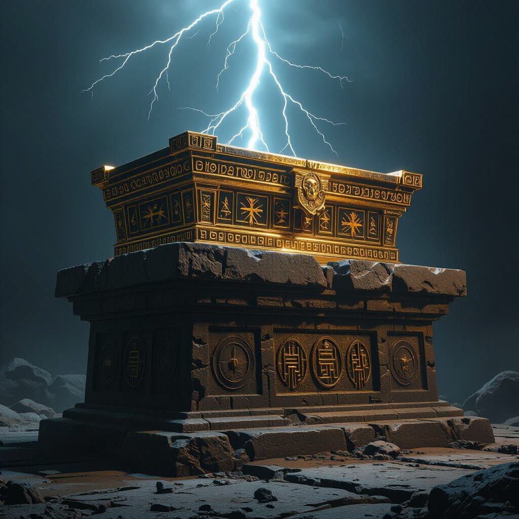 Ark of the Covenant Struck by Lightning in Dark Atmosphere