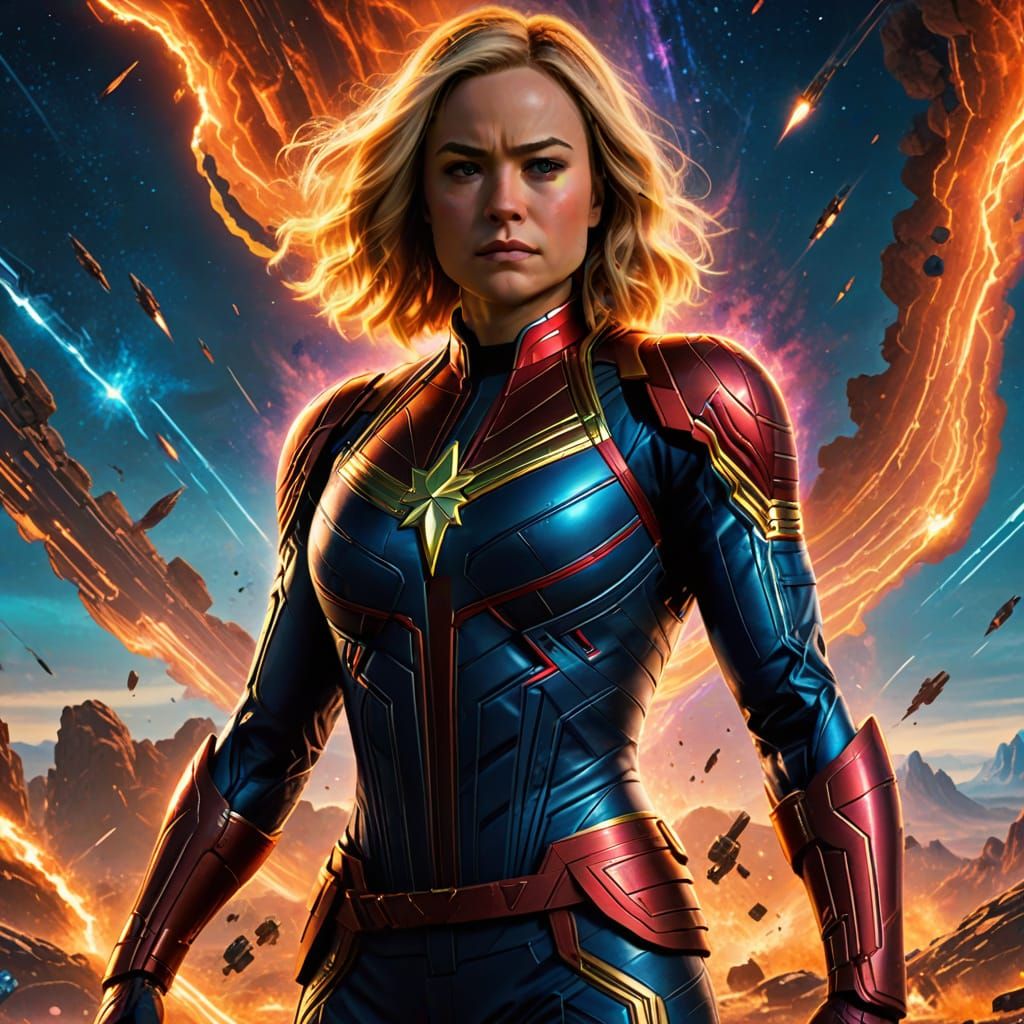 Captain Marvel in Epic Cinematic Oil Painting Style