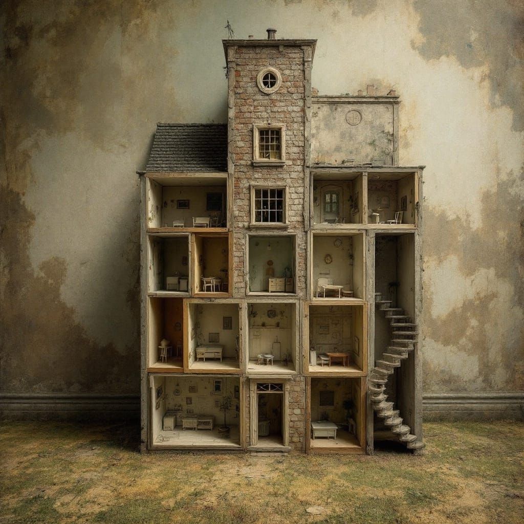 Mirrored Miniature Interiors of a House