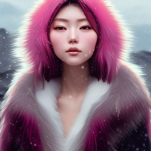 Stunning Japanese Girl Portrait with Pink Hair