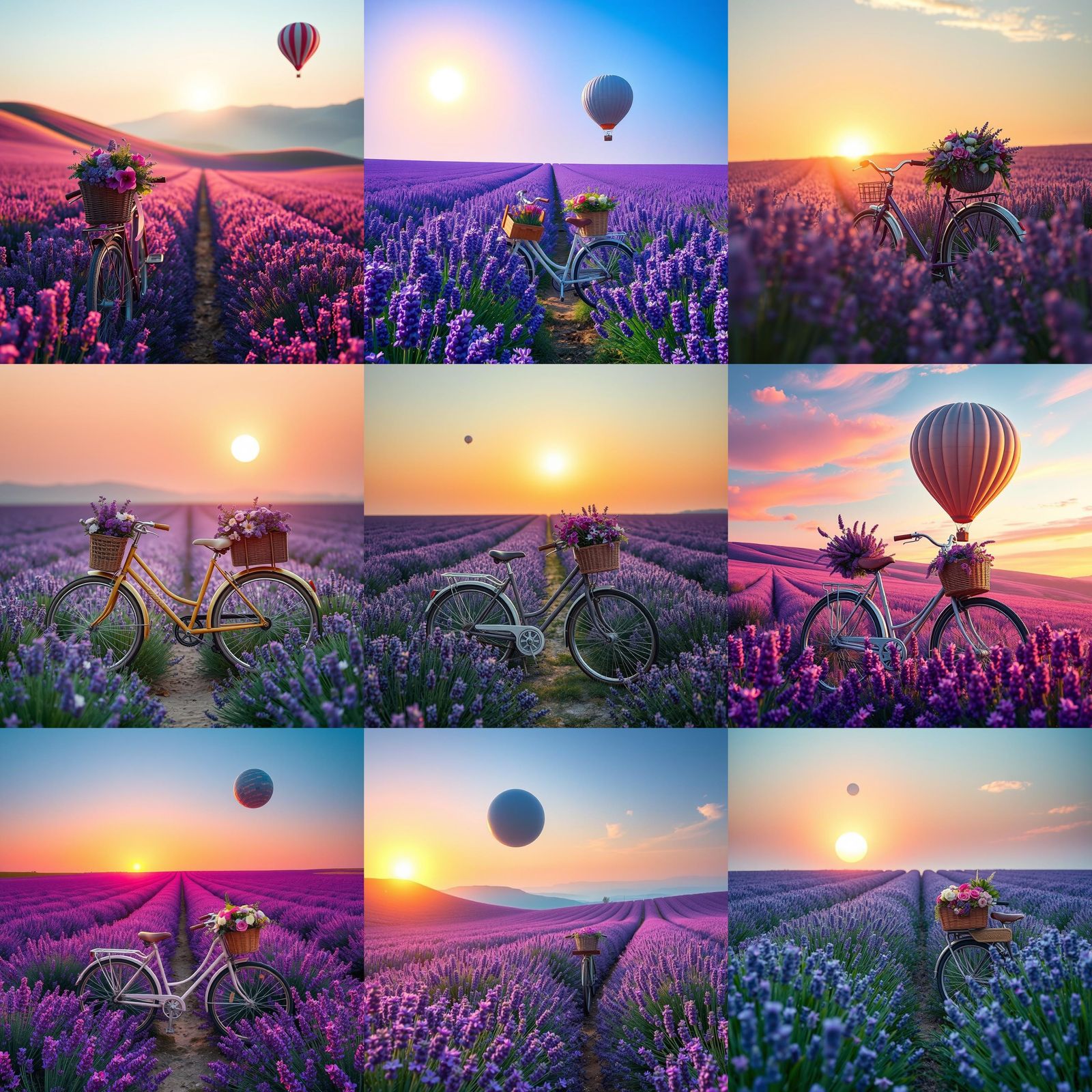Lavender Field Sunrise with Vintage Bicycle