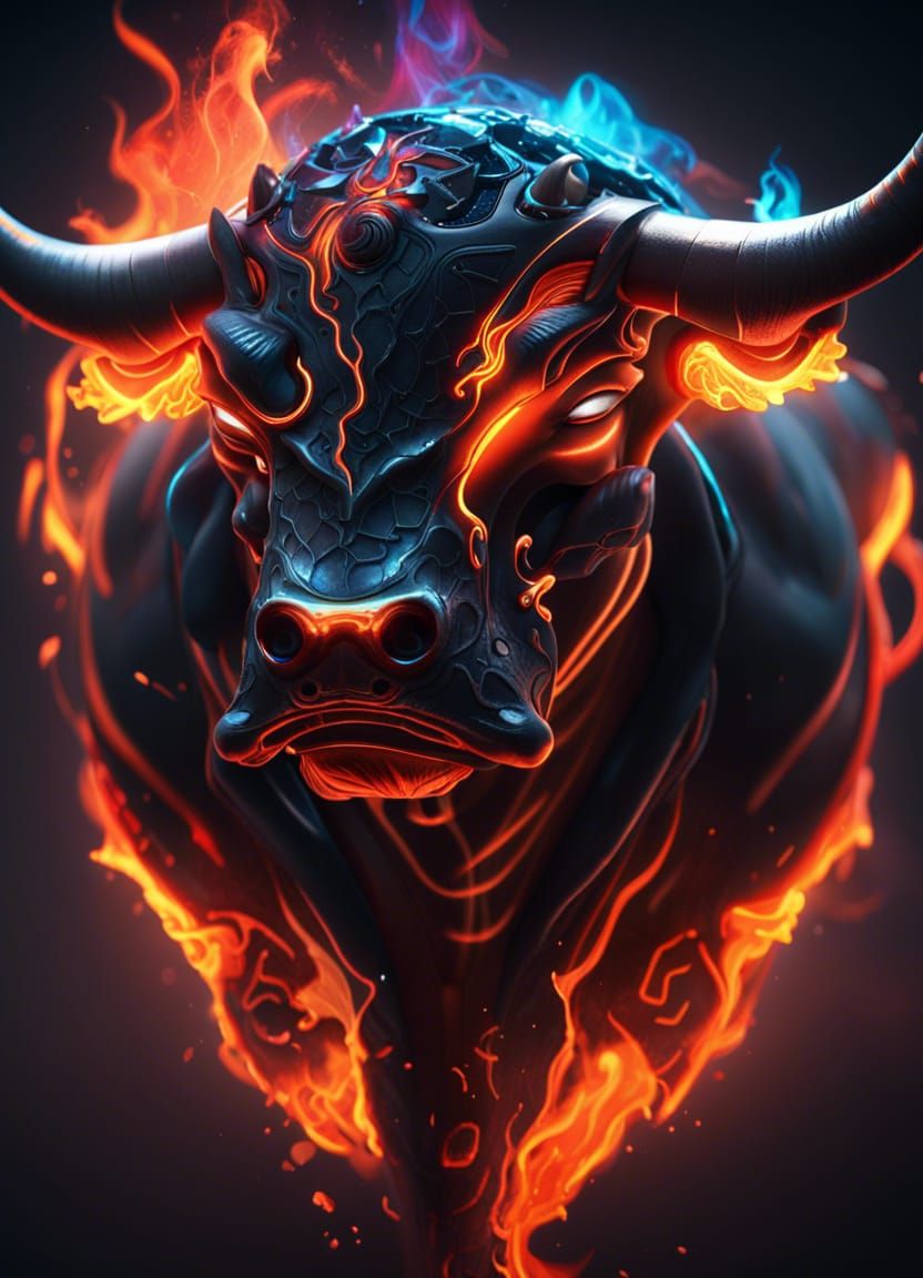 Futuristic Sci-Fi Bull Tattoo Sketch in 8K