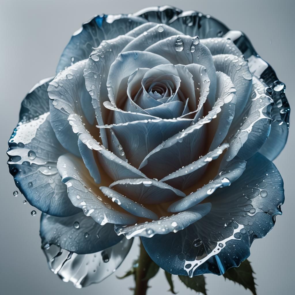 Surreal Glass Rose in Misty Atmosphere