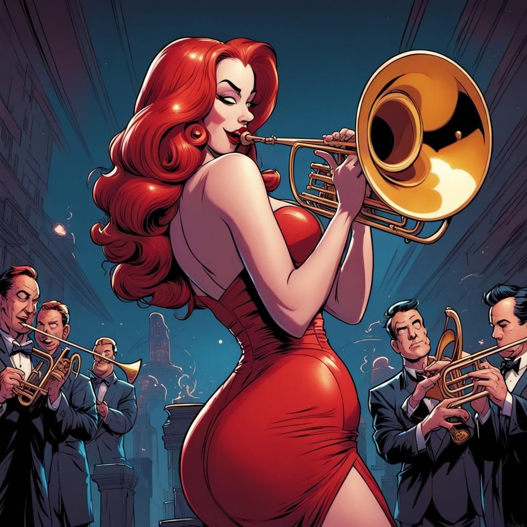 Jessica Rabbit Trombone Comic Book Art