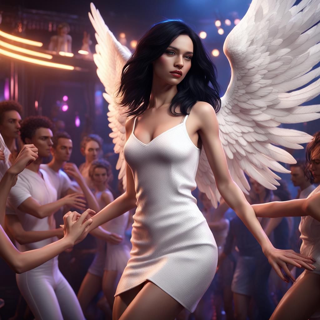 Dancing Angel in Nightclub, Detailed Matte Painting
