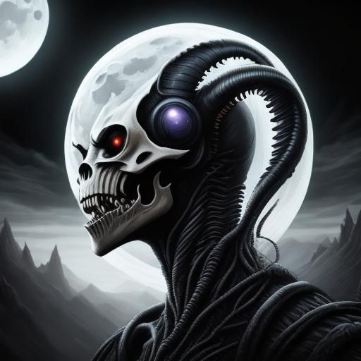 Xenomorph Ink Drawing on a Spooky Planet