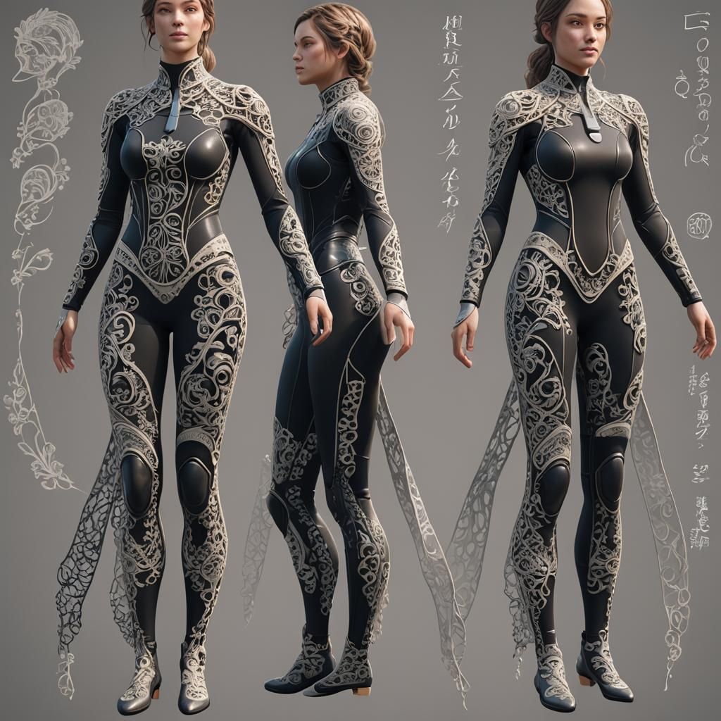 Feminine Lacy Wetsuit Design in 3D